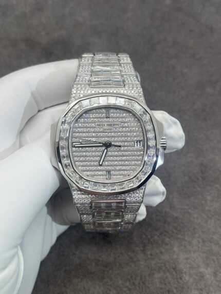 Dong Ho Patek Philippe Che Tac Vang Trang Kim Cuong CVD Nautilus 5719 40mm 1