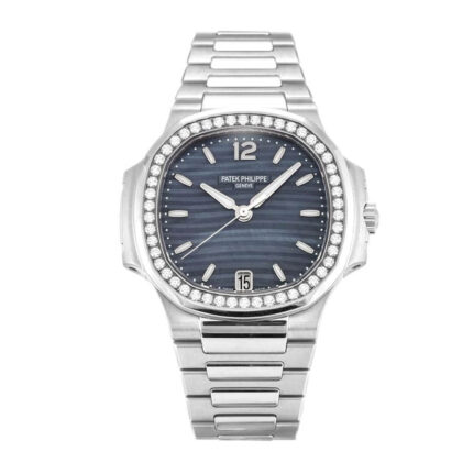 Patek Philippe Nautilus Steel Set Diamond 7018 1a Mother Of Perl Blue Dial Replica 1 1