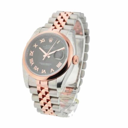 Rolex Datejust 116201 Rose Gold Steel Black Dial Jubilee Replica 1