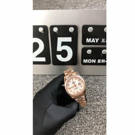 Rolex Datejust 279171 Everose Gold Steel Diamond Automatic White Dial Replica 2