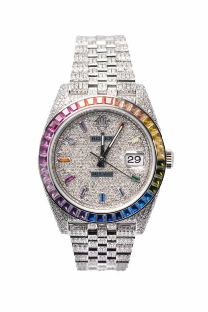 Rolex Datejust 41 Iced Out Rainbow Scaled 1