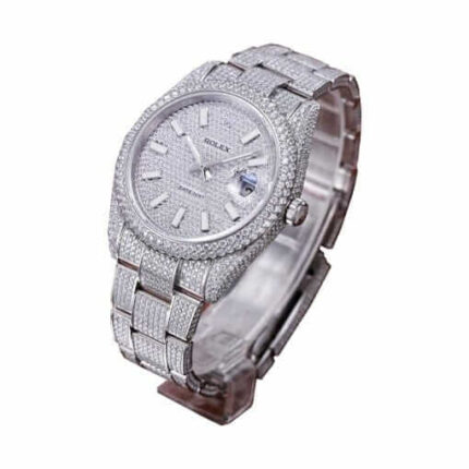 Rolex Datejust 41mm Stainless Steel Diamond Iced Out Set With Diamond Pave Dial 116334 2