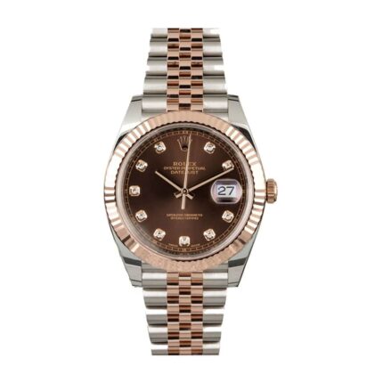 Rolex Datejust Ii 126331 41mm Rose Gold Steel Chocolate Diamond Dial 1