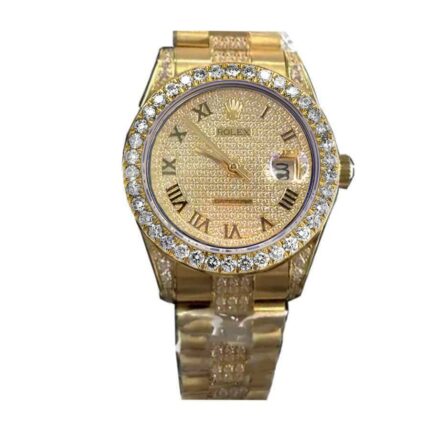Rolex Datejust Yellow Gold Diamond Dial Iced Out 116623 Replica 4 1