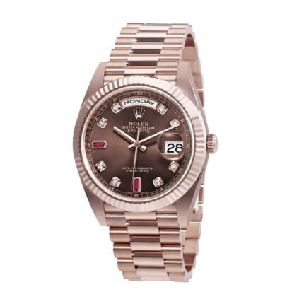 Rolex Day Date 128235 Ar Stainless Steel With Rose Gold Wrapped Chocolate Dial Replica 1 1
