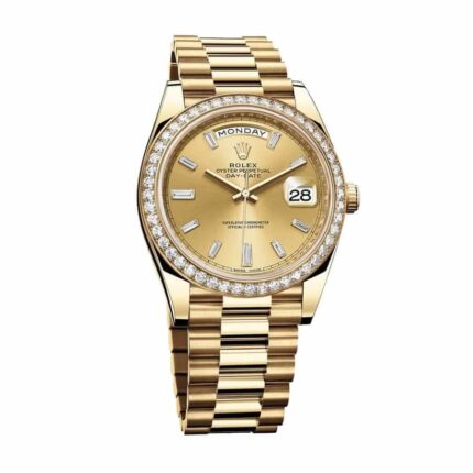 Rolex Day Date 228348rbr Kw Yellow Gold Diamonds Champagne Dial Replica 1 1