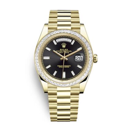 Rolex Day Date 228398tbr 40mm Kw Yellow Gold Diamonds Black Dial Replica 1