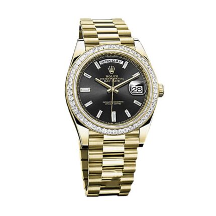 Rolex Day Date 228398tbr Kw Yellow Gold Diamonds Black Dial Oyster 1
