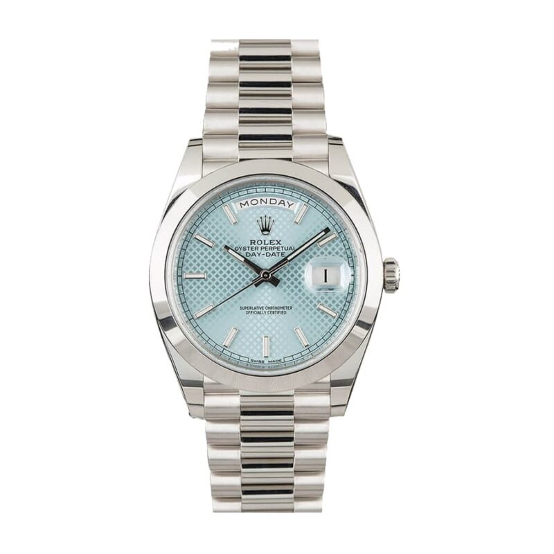 Rolex Day Date Ice Blue Baguette Dial Platinum Presidential 228206 Super Clone