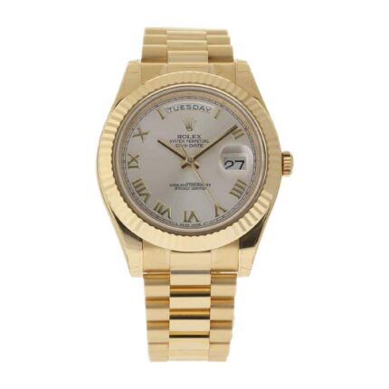 Rolex Day Date Ii Collection Gold Silver White Dial 21823834 1