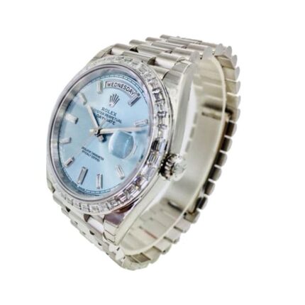 Rolex Day Date Platinum 228396tbr001 Ice Blue Baguette Index Replica 1 1