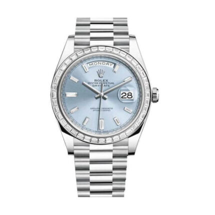 Rolex Day Date Platinum 228396tbr001 Ice Blue Baguette Index Replica3 1