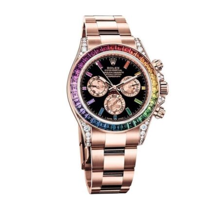 Rolex Daytona Cosmograph Rainbow Crystals Bezel Black Dial 116519 1