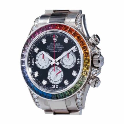 Rolex Daytona Cosmograph White Gold Diamond Set Custom Rainbow 116599rbow 1