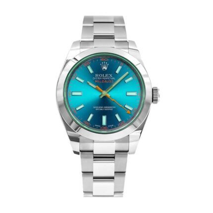 Rolex Milgauss Blue Dial Green Crystal 116400gv Oyster Replica 1