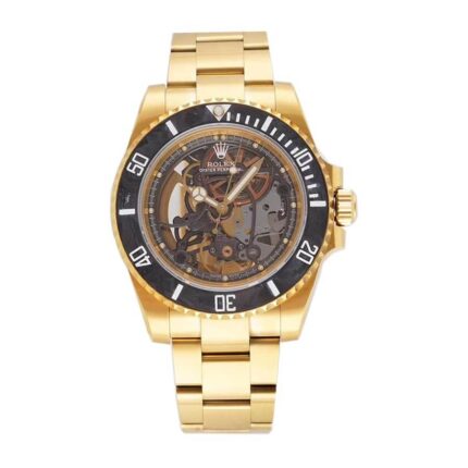 Rolex Oyster Perpetual Skeleton Dial Steel Gold 114200 Replica 1