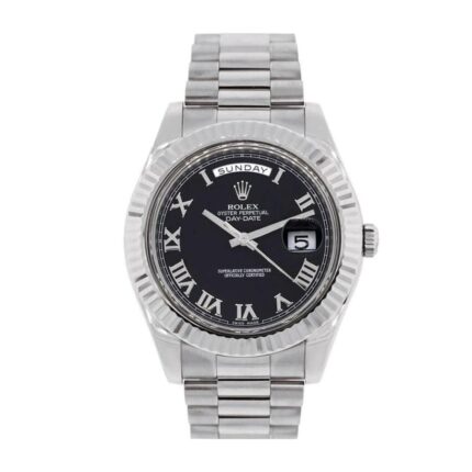 Rolex White Gold Day Date Ii Presidential Black Roman Dial 218239 Replica 1