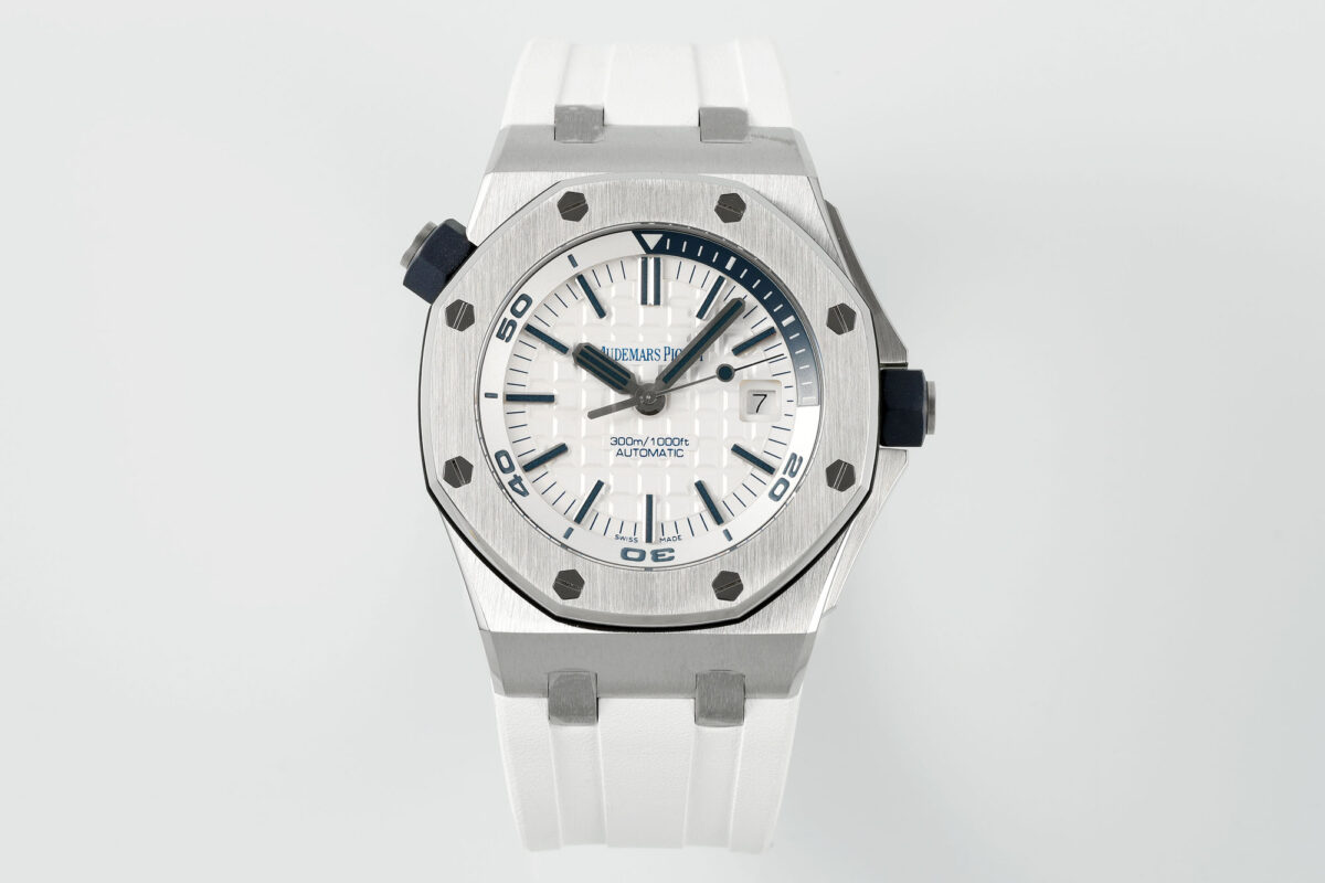 Royal Oak Offshore Diver 15710 APSF 1:1 Best Edition White Checkered Dial on White Rubber Strap Super Clone