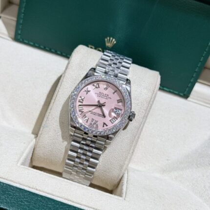 Dong Ho Nu Rolex DateJust Do Kim Cuong Moissanite Mat So Hong 31mm 3 768x768 1