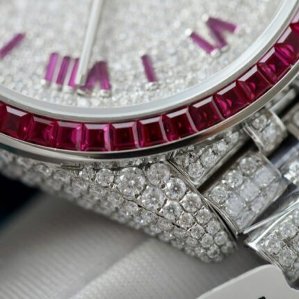 Dong Ho Rolex DateJust Che Tac Hong Ngoc Kim Cuong Moissanite Hong Kong 41mm 7 768x768 1
