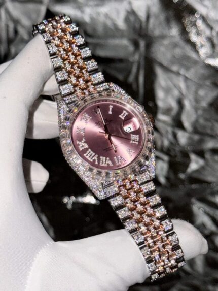 Dong Ho Rolex DateJust Che Tac Kim Cuong Moissanite Mat So Hong 41mm 4 768x1024 1