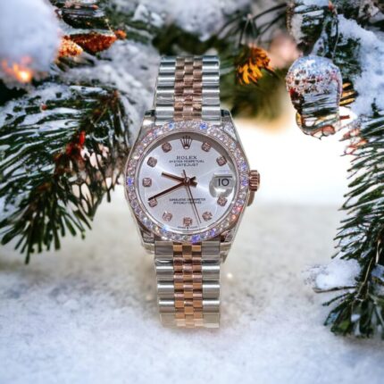 Dong Ho Rolex DateJust Do Kim Cuong Moissanite Mat Trang Demi 31mm 1 768x768 1