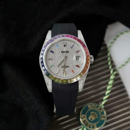 Dong Ho Rolex DateJust Fake 11 Dinh Da 7 Mau Day Cao Su 41mm 6 768x768 1
