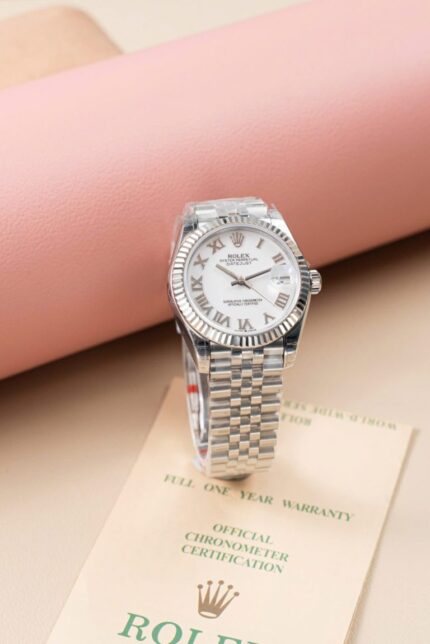 Dong Ho Rolex DateJust Lady Fake 11 Mat Trang Coc So La Ma 31mm 3 768x1151 1