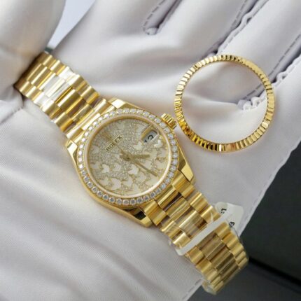 Dong Ho Rolex DateJust Mat So Butterfly Che Tac Boc Vang 18K Dinh Kim Cuong Moissanite 31mm 8 768x768 1