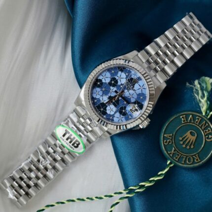 Dong Ho Rolex DateJust Replica 11 Nu Mat Hoa Mau Xanh Blue Xuong THB 31mm 8 768x768 1