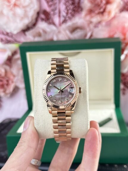 Dong Ho Rolex DateJust Rose Gold 178275 Nu Mat Xa Cu Tim Replica 11 31mm 3 768x1024 1