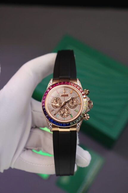 Dong Ho Rolex Daytona Rainbow Replica 11 Day Cao Su Nha May MS 40mm 3 768x1152 1
