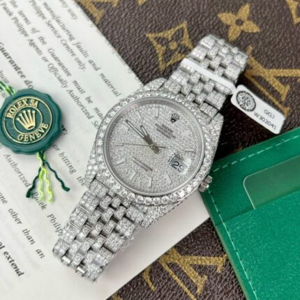 Dong Ho Rolex Dinh Full Kim Cuong Moissanite DateJust Replica 8 768x768 1