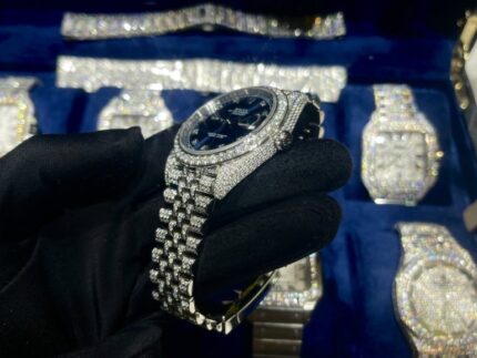 Dong Ho Rolex Do Kim Cuong Moissanite DateJust Mat Xanh Blue 41mm 5 768x576 1