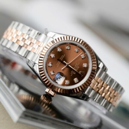 Dong Ho Rolex Lady DateJust Nu Mat Nho Mau Chocolate Replica Cao Cap 28mm 8 768x768 1